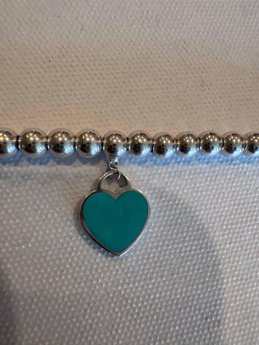 Return to Tiffany-Tiffany Blue Heart Tag Bead Bracelet, Silver 4mm - Picture 5 of 9